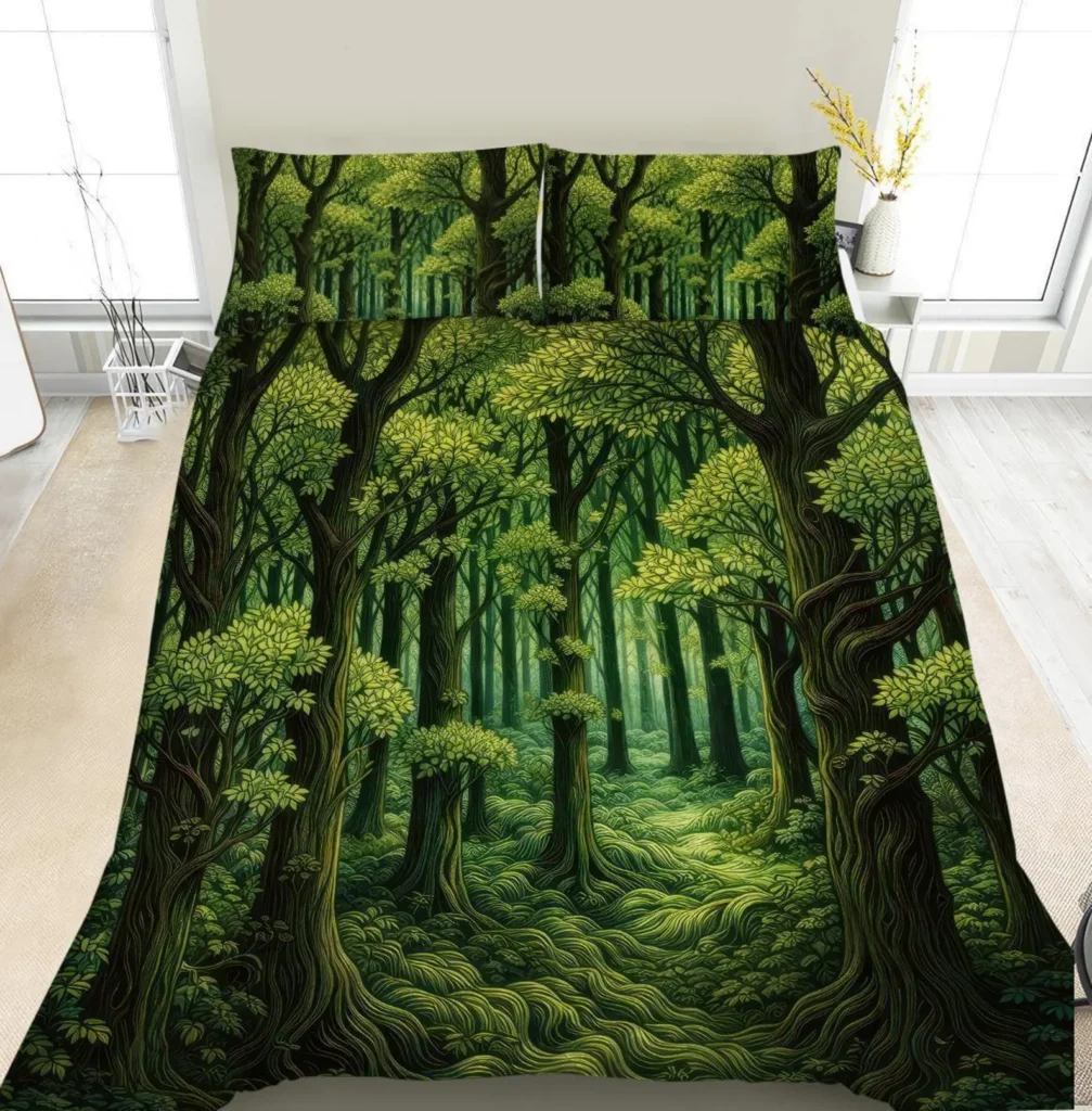 Enchanted Deep Forest Bedding Set, Dark Mystical Forest Duvet Cover, Comforter or Quilt Set