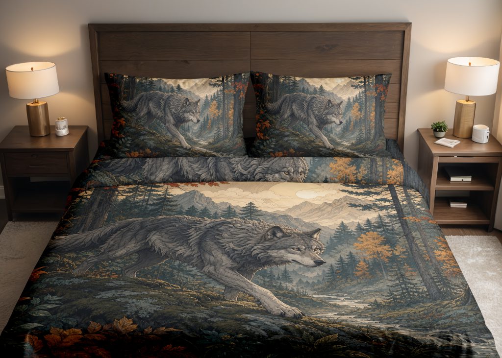 Autumn Guardian Wolf Bedding Set