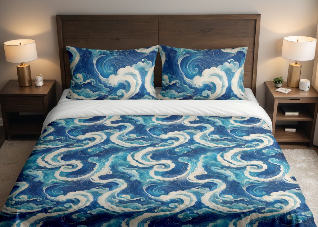 Azure Cloud Ribbon Bedding Set