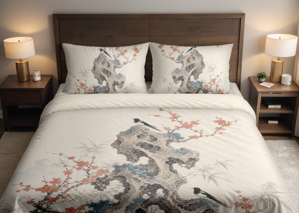 Coral Plum Stone Garden Bedding Set