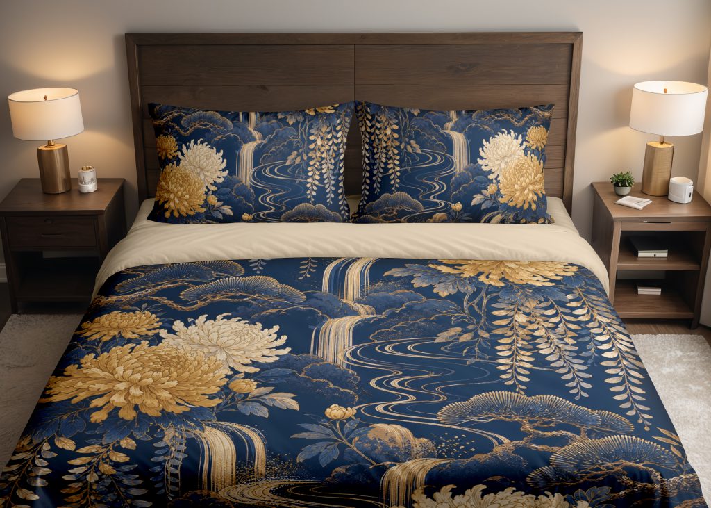 Gilded Chrysanthemum Cascade Bedding Set