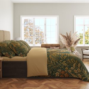 Gilded Peacock Garden Bedding Set mockup 2