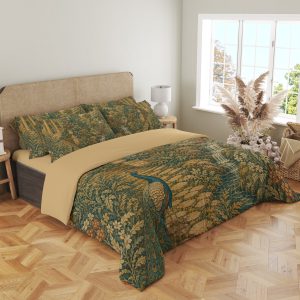 Gilded Peacock Garden Bedding Set mockup 4