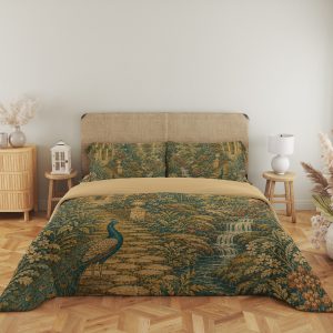 Gilded Peacock Garden Bedding Set mockup 5
