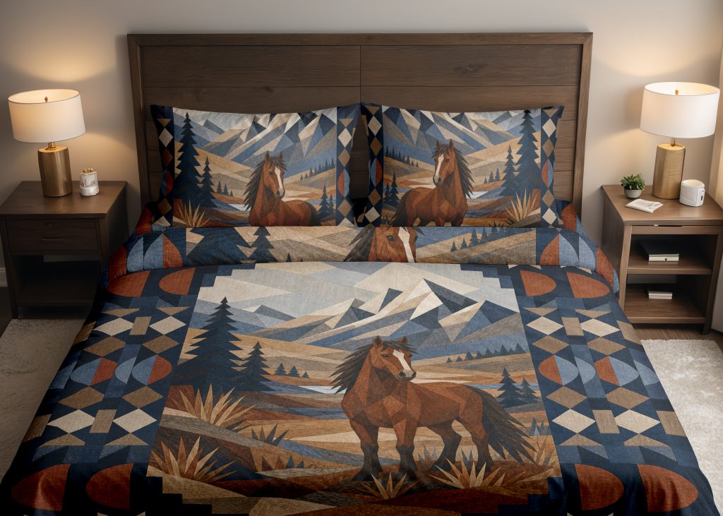 Highland Mustang Mosaic Bedding Set