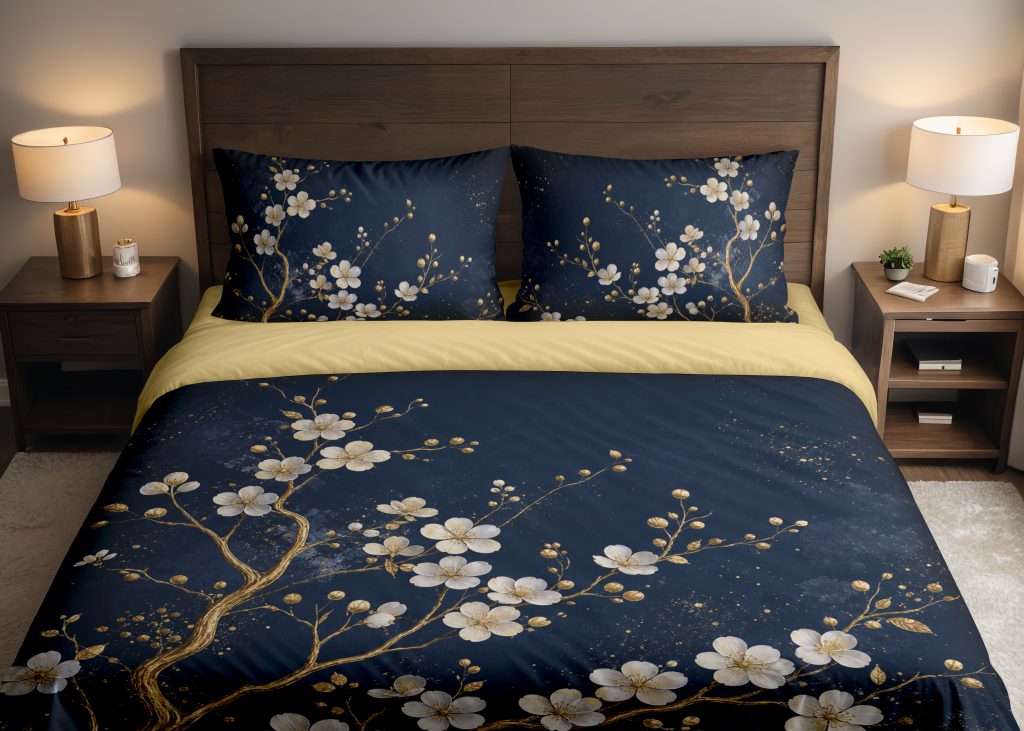 Midnight Gilt Blossom Arbor Bedding Set