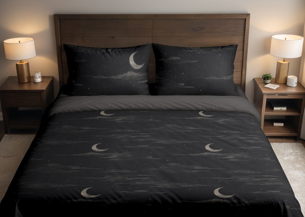 Obsidian Crescent Drift Bedding Set