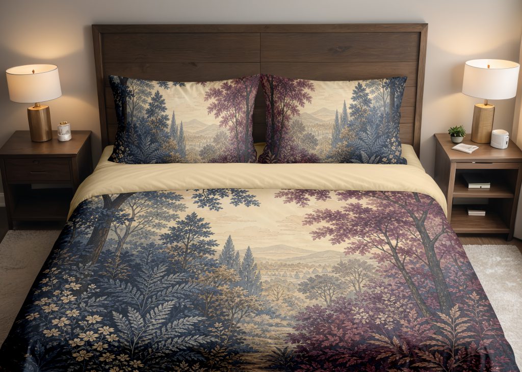 Plumwood Garden Vista Bedding Set mockup 1