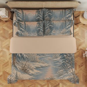Snowpine River Bedding Set mockup 3