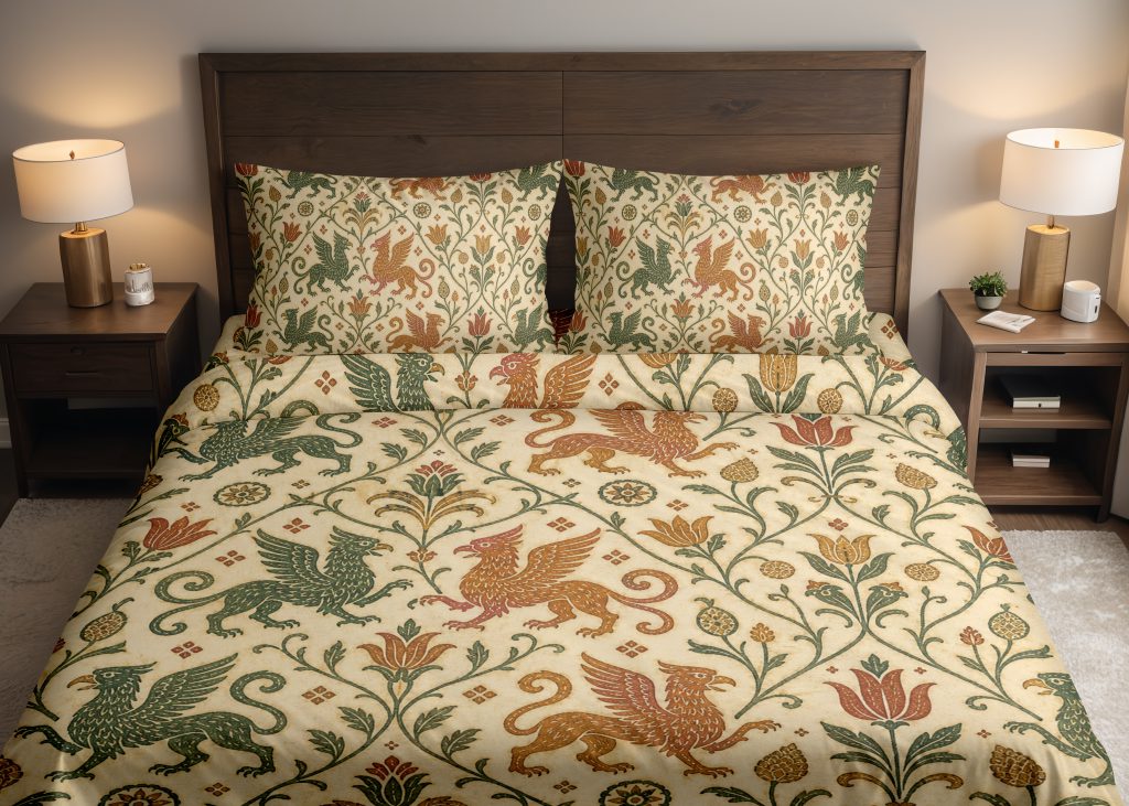 Verdant Griffin Folk Bedding Set