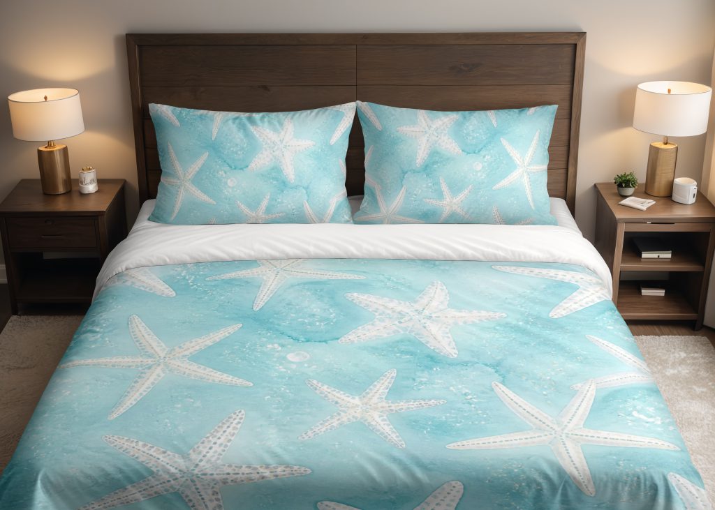Aqua Starfish Lagoon Scatter Bedding Set