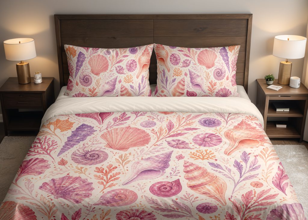 Blush Amethyst Shell Garden Bedding Set