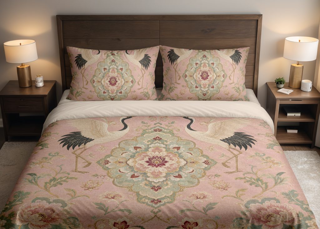 Blush Crane Medallion Bedding Set