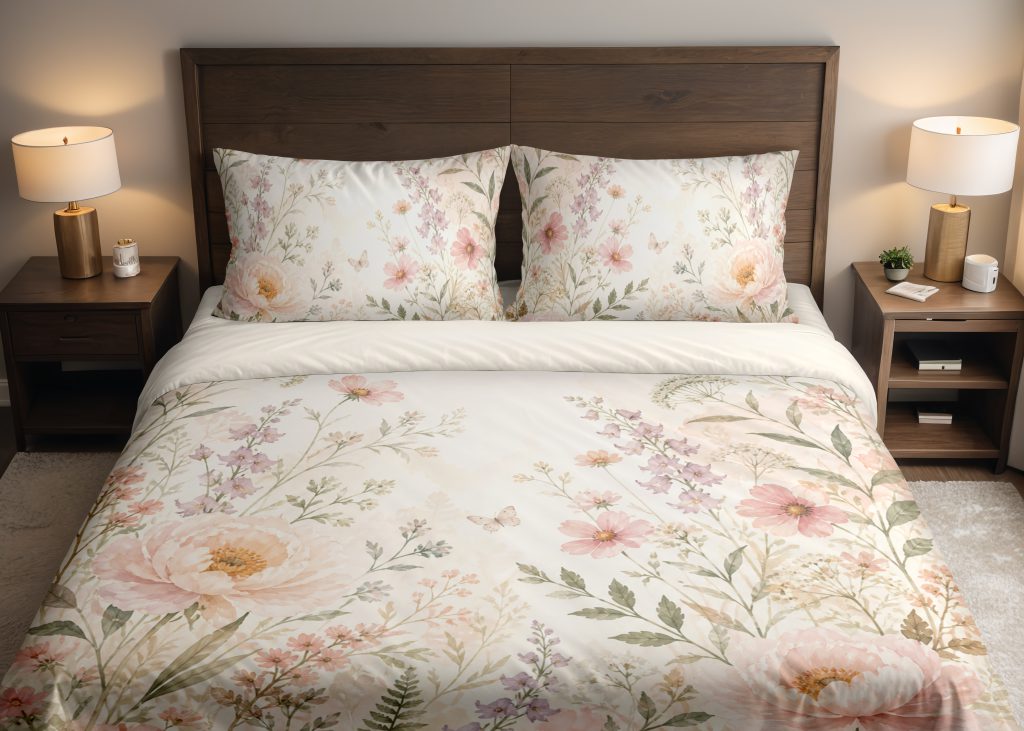 Blush Meadow Whisper Botanical Bedding Set