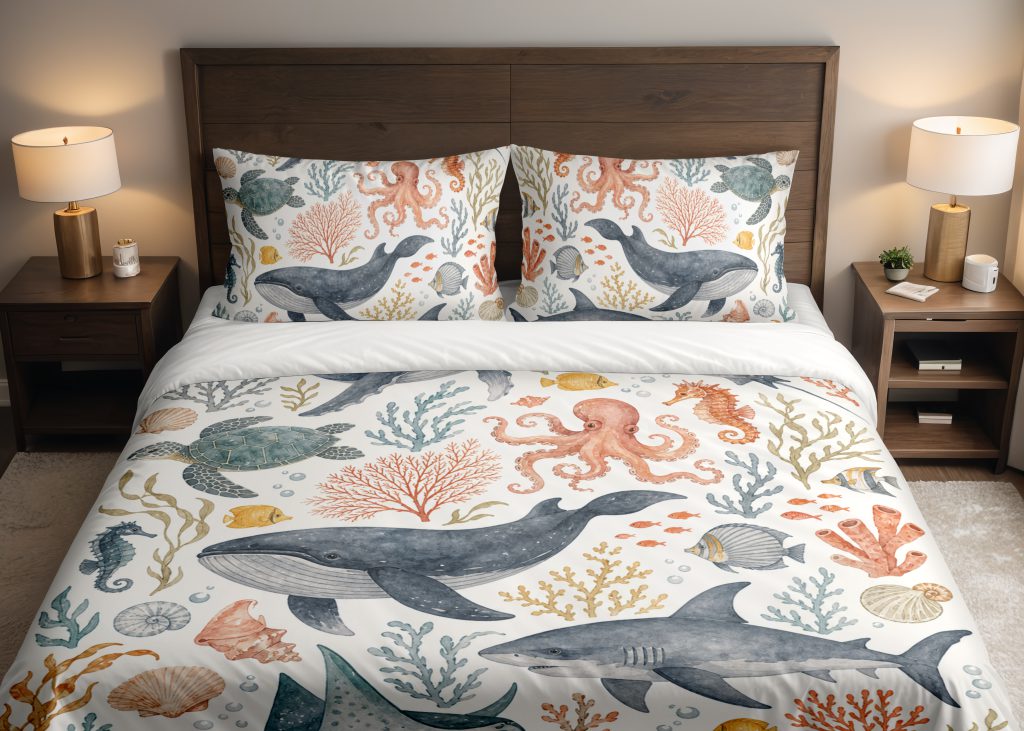 Coral Reef Watercolor Expedition Bedding Set