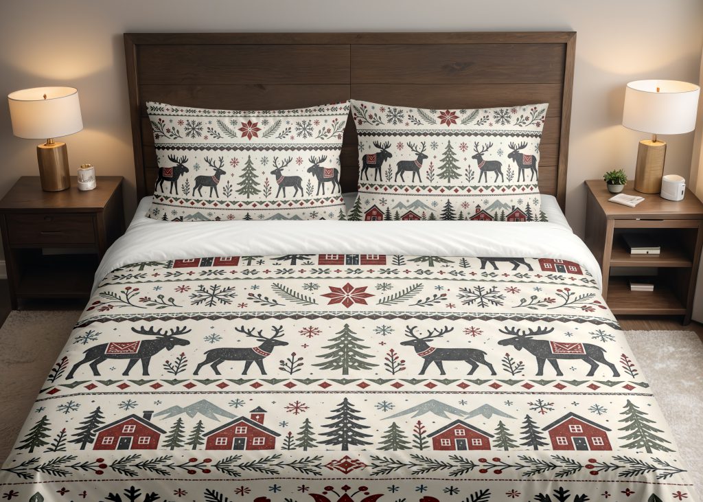 Crimson Nordic Woodland Bedding Set