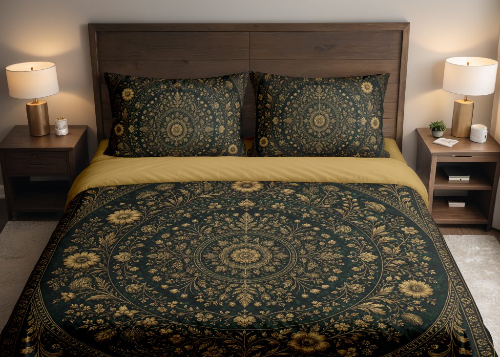 Gilded Emerald Herbarium Ring Bedding Set