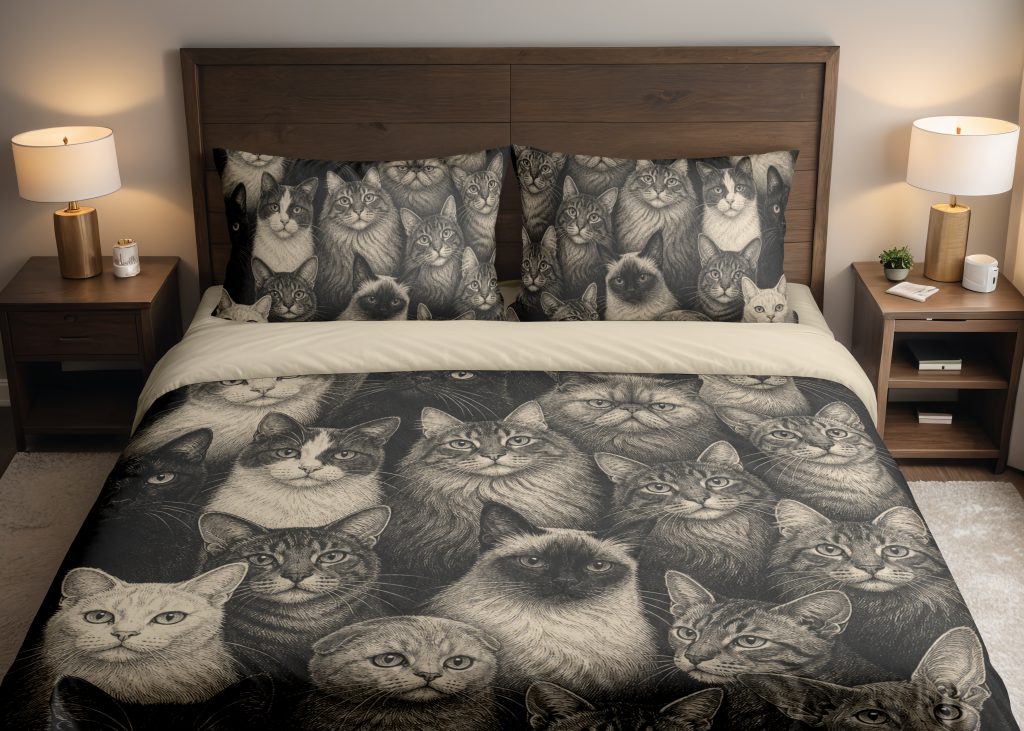 Graphite Cat Gallery Bedding Set