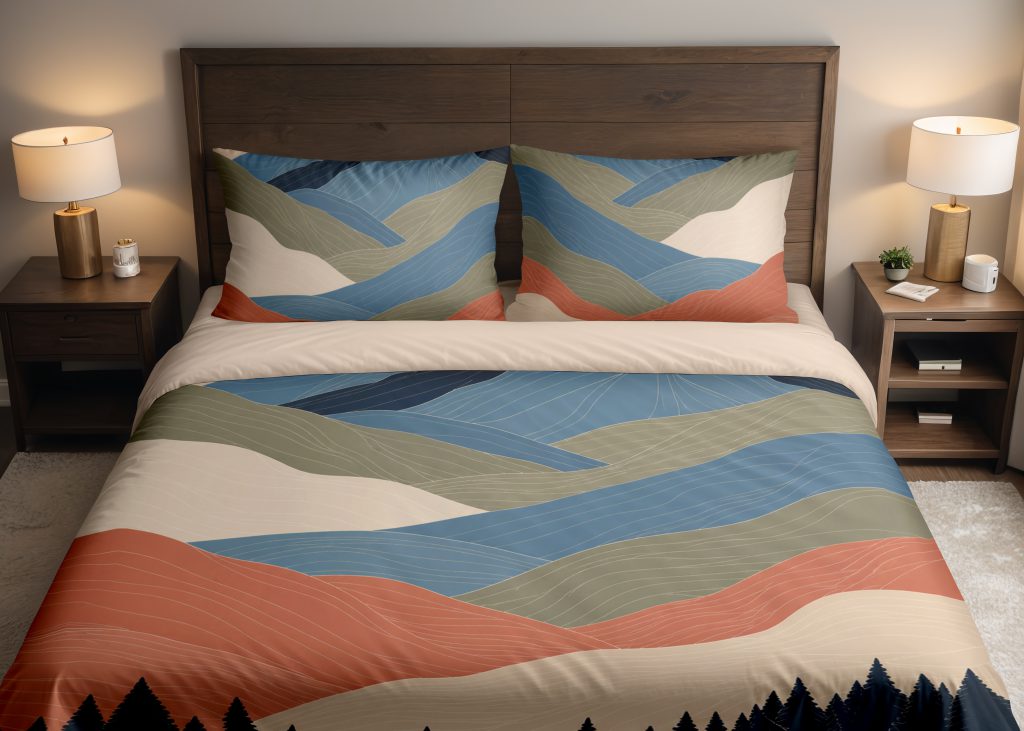Harbor Clay Mountain Lines Bedding Set mockup 1
