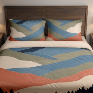 Harbor Clay Mountain Lines Bedding Set mockup 1