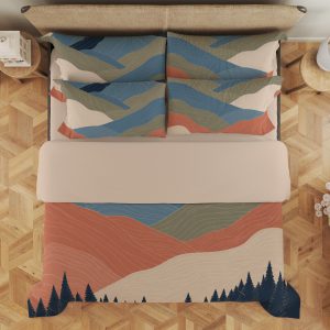 Harbor Clay Mountain Lines Bedding Set mockup 3