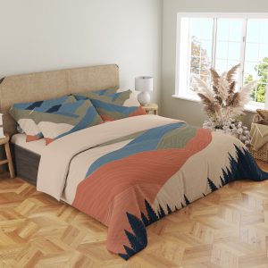 Harbor Clay Mountain Lines Bedding Set mockup 4