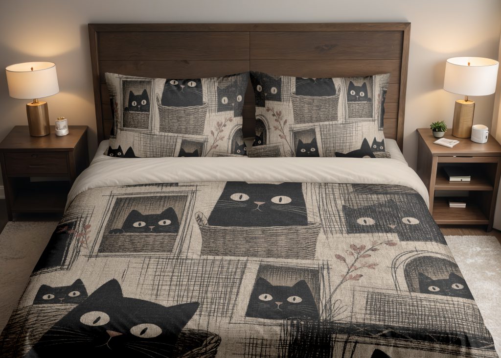 Ink Window Cat Portraits Bedding Set