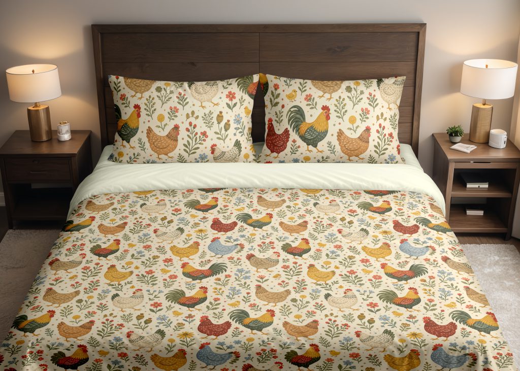 Meadow Hen Folk Garden Bedding Set
