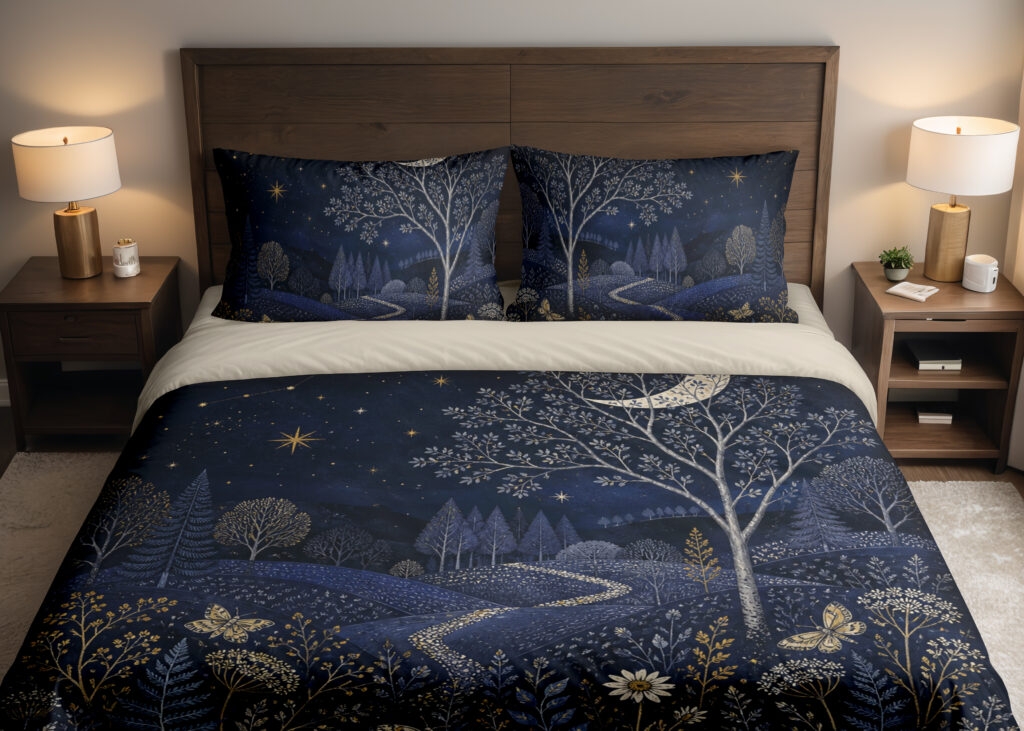 Midnight Aster Observatory bedding set