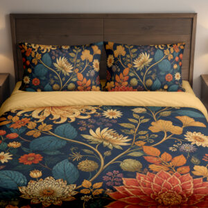 Midnight Chrysanthemum Reverie Bedding Set