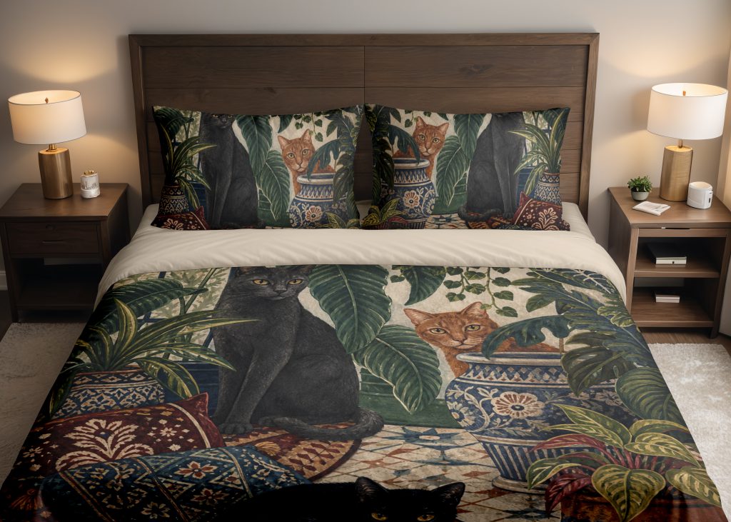 Midnight Conservatory Cats Bedding Set