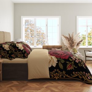 Midnight Rose Botanical Bedding Set mockup 2