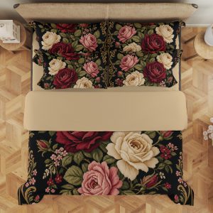 Midnight Rose Botanical Bedding Set mockup 3