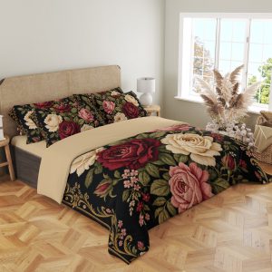 Midnight Rose Botanical Bedding Set mockup 4