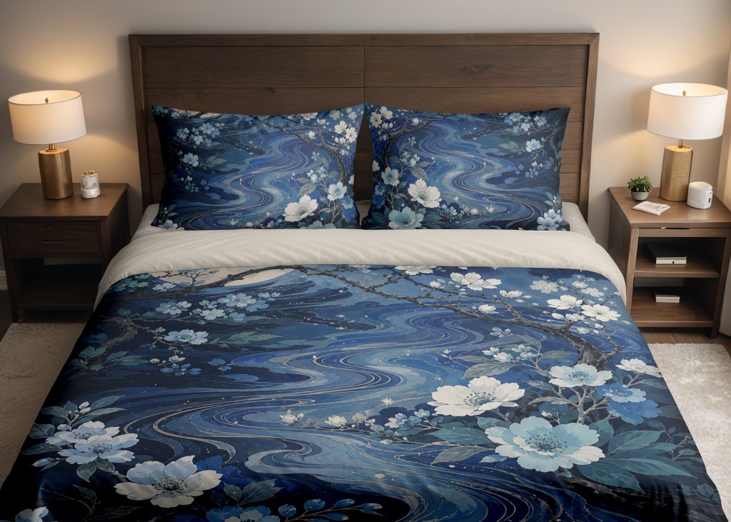 Moonlit Indigo Blossom Current Bedding Set