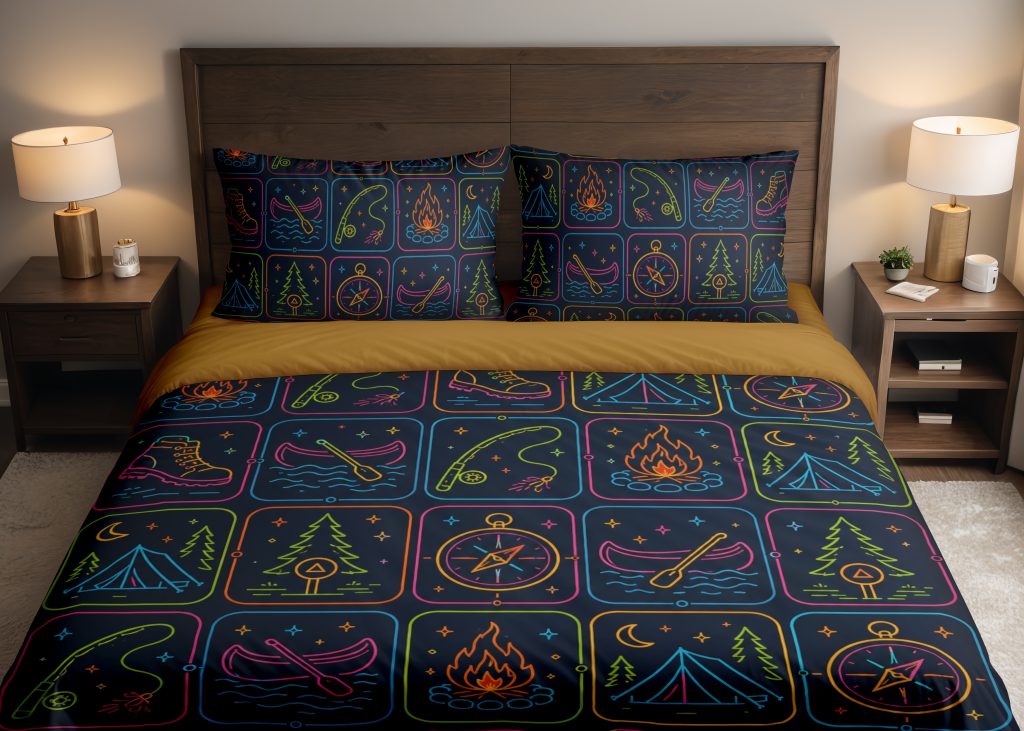 Neon Wilderness Pursuit Badges Bedding Set