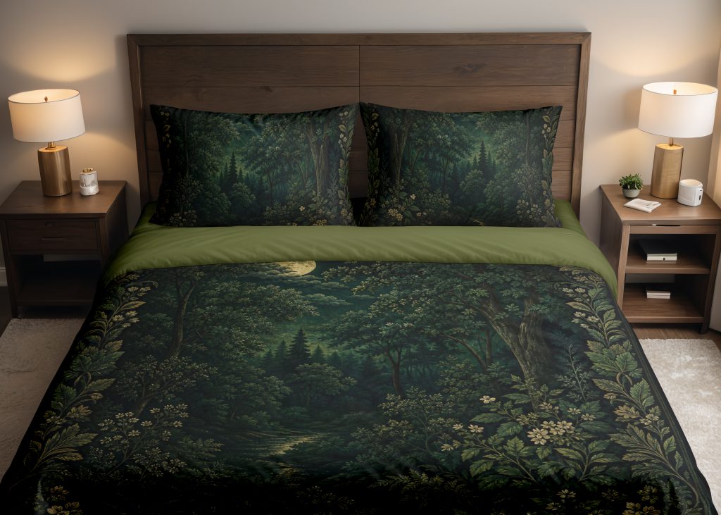 Nocturne Forest Canopy Bedding Set mockup 1