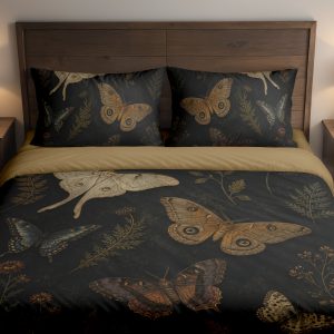 Obsidian Moth Constellation Herbarium Bedding Set
