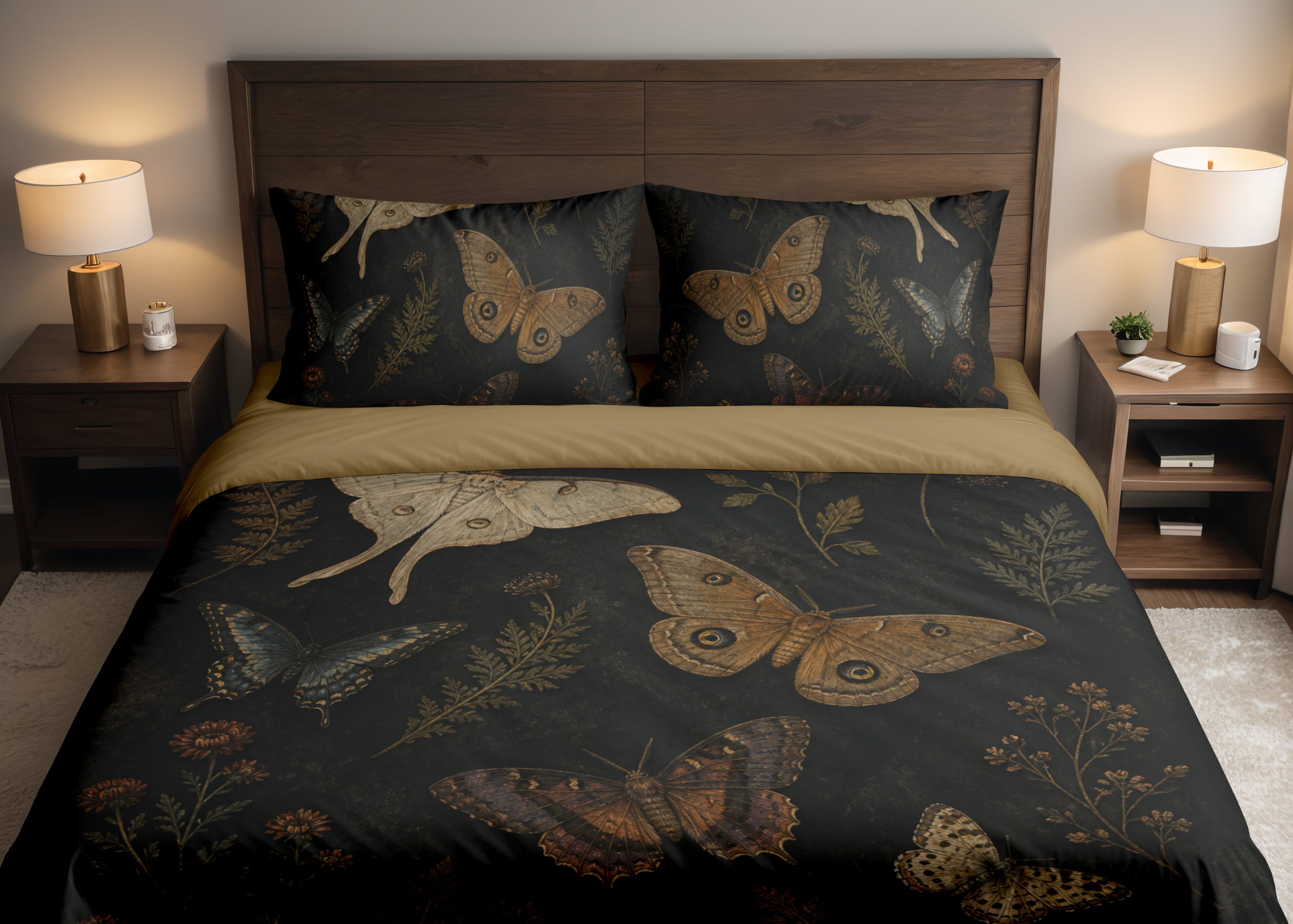 Obsidian Moth Constellation Herbarium Bedding Set