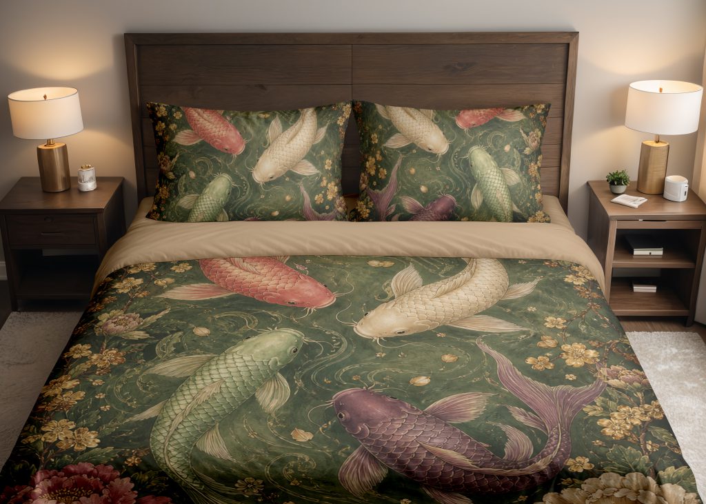 Rose Jade Koi Court Bedding Set