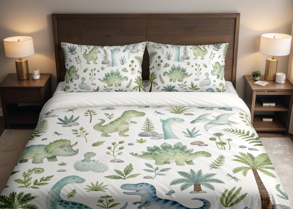 Sage Watercolor Dino Grove Bedding Set