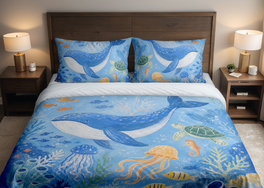 Sky Blue Ocean Friends Bedding Set