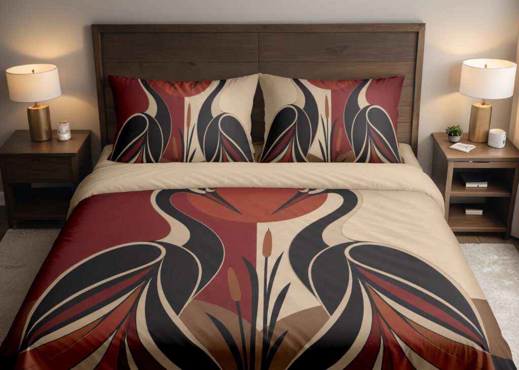 Twin Crane Ember Stillness Bedding Set