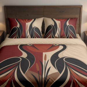Twin Crane Ember Stillness Bedding Set