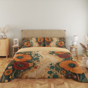 Amber Poppy Mineral Garden Bedding Set — full front view