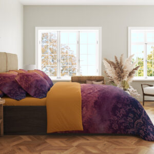 Amethyst Saffron Heirloom Fade Bedding Set — side bedroom view