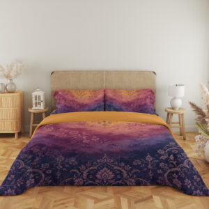 Amethyst Saffron Heirloom Fade Bedding Set — full front view