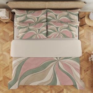 Blush Sage Petal Current Bedding Set — overhead view