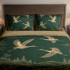 Forest Gold Crane Horizon Bedding Set — front bedroom view