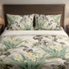 Ivory Narcissus Stonegarden Bedding Set with yellow narcissus, sage leaves and ink-wash stones